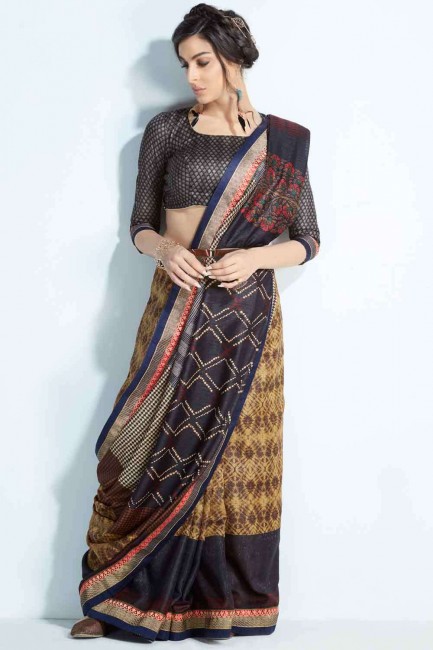saris de soie tissé à la main imprimé multicolore