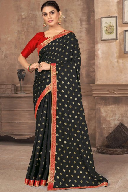 saris de soie en dentelle noir avec chemisier