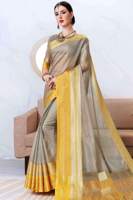 silk sari in grey