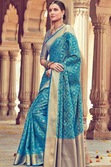 saris de soie bleue avec blouse