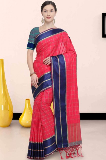 sari magenta avec soie d'art
