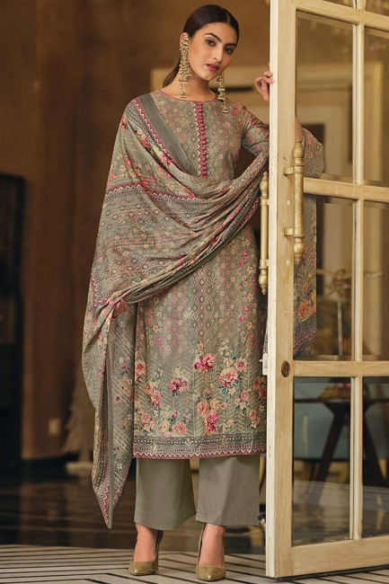 costume palazzo eid gris en coton imprimé