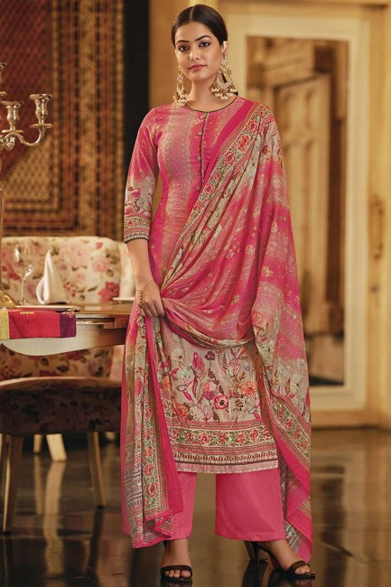 costume palazzo eid en coton imprimé rose