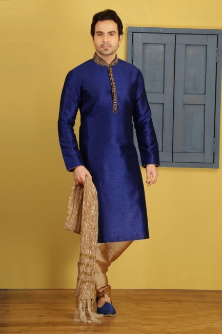 art bleu Banarasi usure ethnique soie kurta ready-made kurta payjama