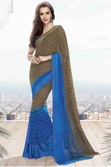 georgette bleu sari