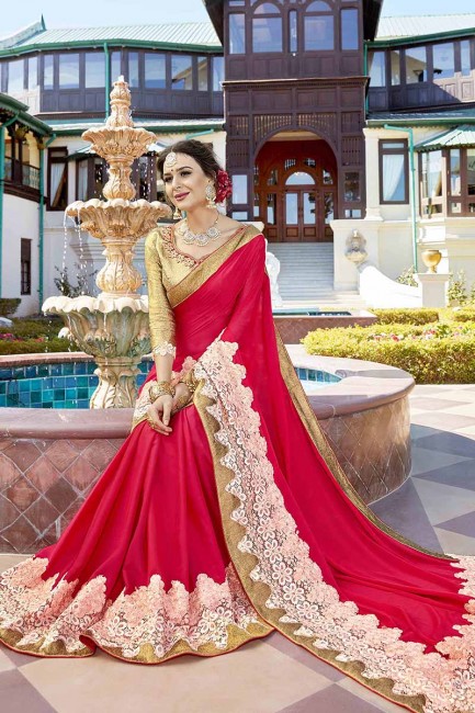 tissu fantaisie couleur rose sari