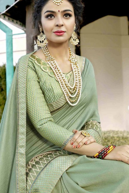 couleur vert clair fantaisie tissu sari