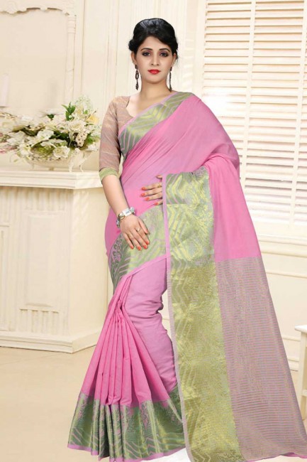 couleur rose soie de coton sari