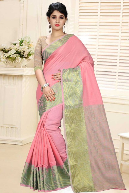 couleur pêche soie coton sari