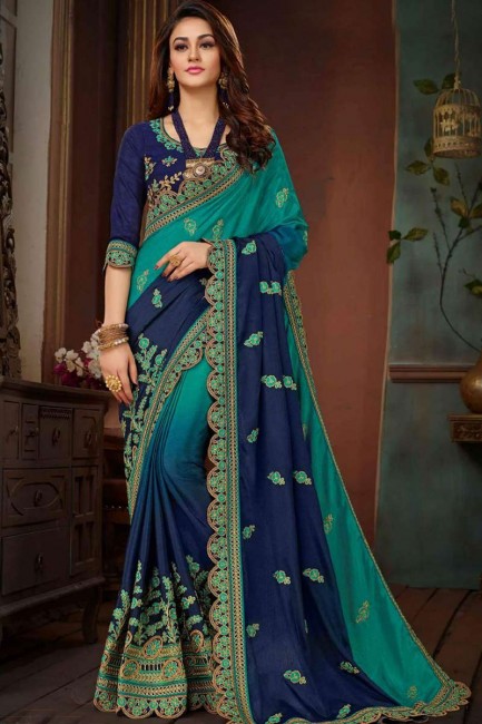vert, couleur bleue nevy chinon sari de soie