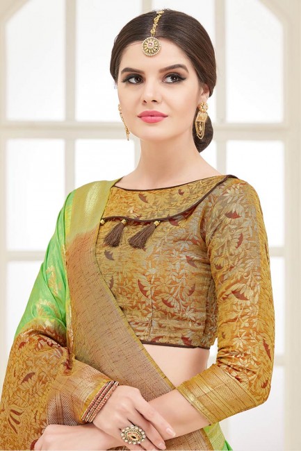 nylon saris en soie de couleur verte