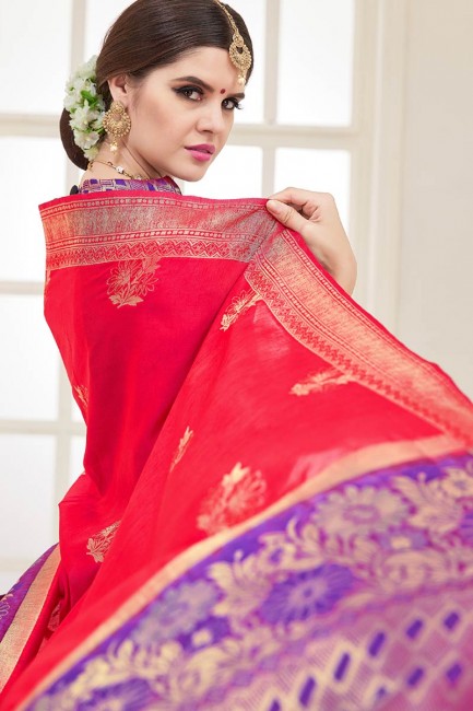nylon saris en soie de couleur rouge