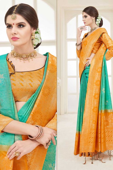 nylon saris en soie couleur turquoise
