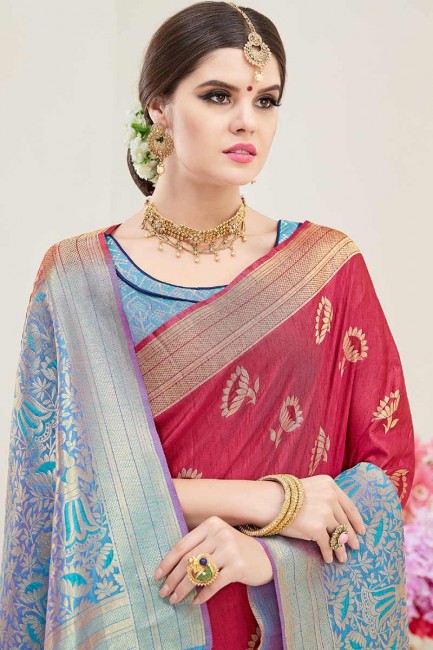 nylon saris en soie de couleur rouge