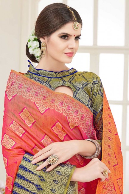 nylon couleur corail saris en soie