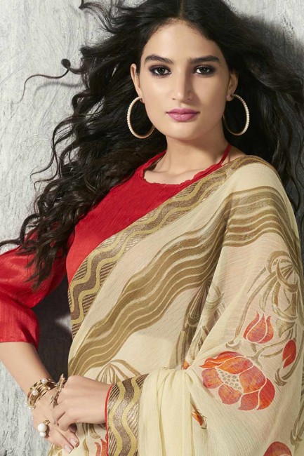 mousseline de soie couleur blanche brasso sari
