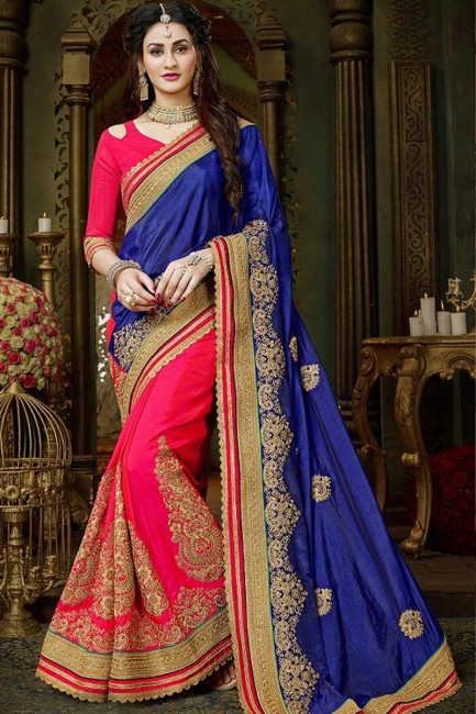 nevy bleu, art couleur rose soie sari