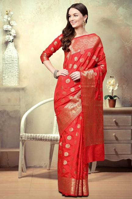 couleur rouge soie mélange sari