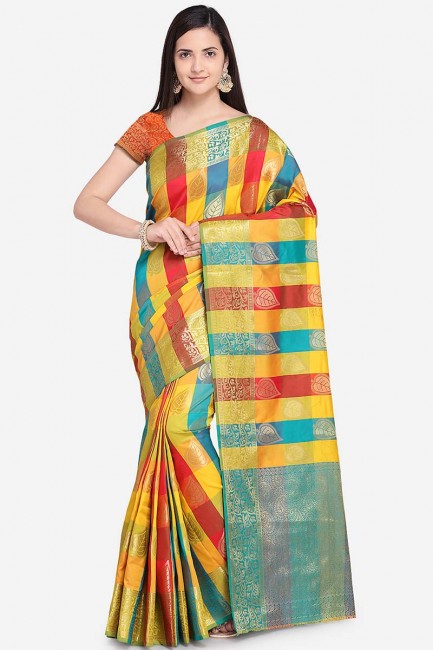 couleur multi couleur soie mélange sari