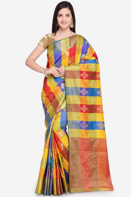 couleur multi couleur soie mélange sari