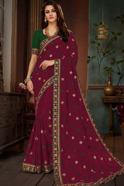 couleur pourpre vichitra saris en soie