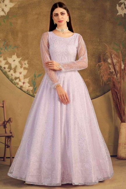 robe de soirée en filet violet
