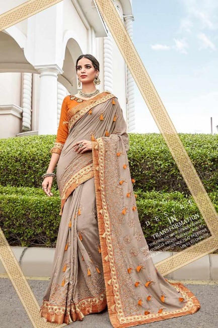 crémeux couleur gris twon ton art soie sari
