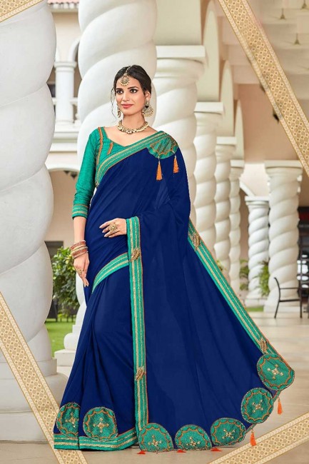 nevy couleur bleue twon ton art saris en soie