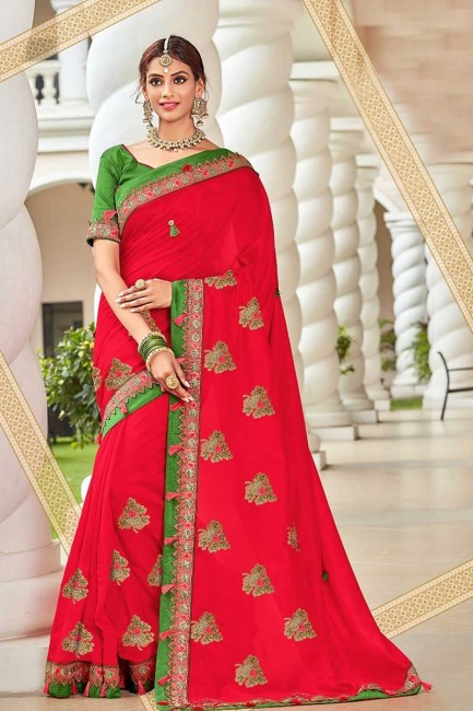 couleur rouge twon ton art saris en soie