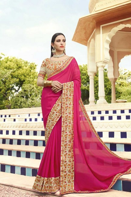 couleur rose rose georgette sari