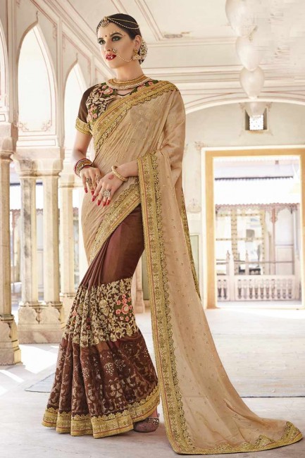 lycra couleur beige, georgette, art saris en soie