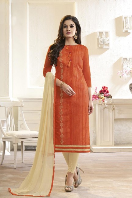 costume coton modal couleur orange churidar