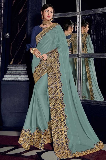 couleur gris clair sari georgette