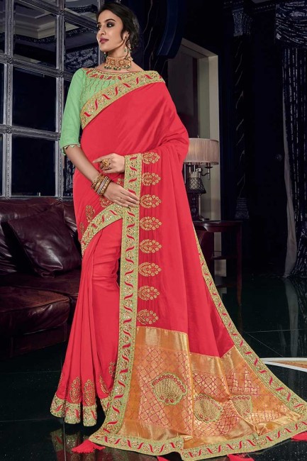 couleur rouge soie tissus sari