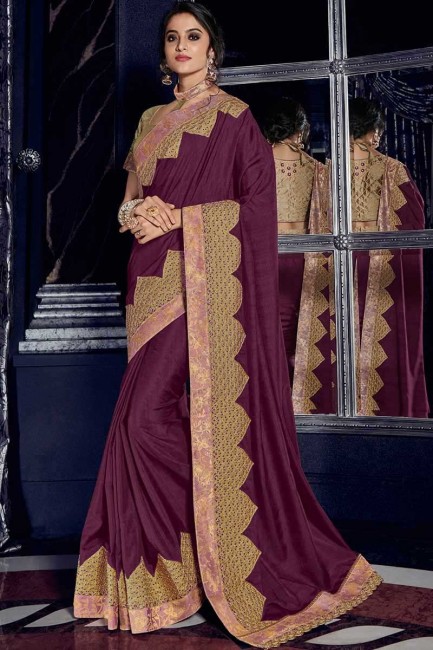 tissus de soie couleur vin sari