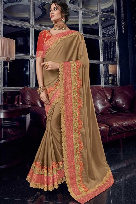 couleur beige clair sari georgette