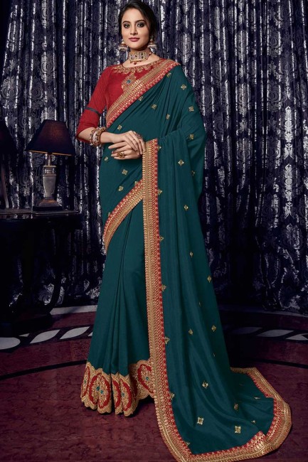couleur verte paon soie tissus sari