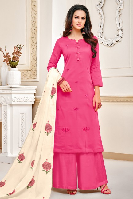 pur coton couleur rose jaam costume palazzo de soie