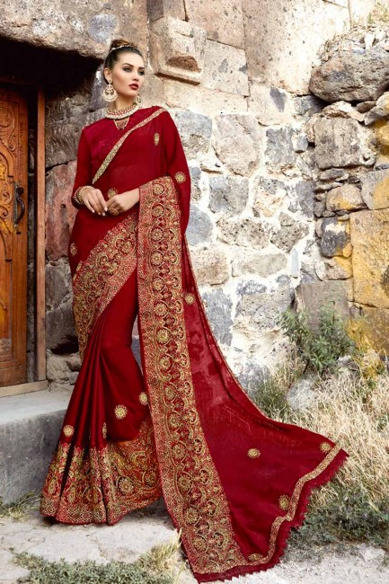 chatoyante couleur marron georgette sari
