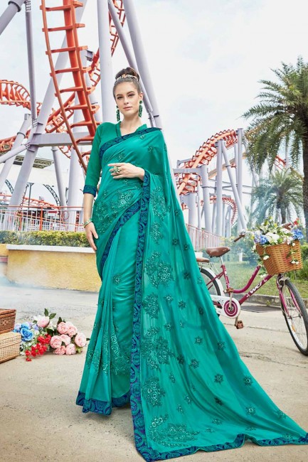 georgette couleur verte rama sari