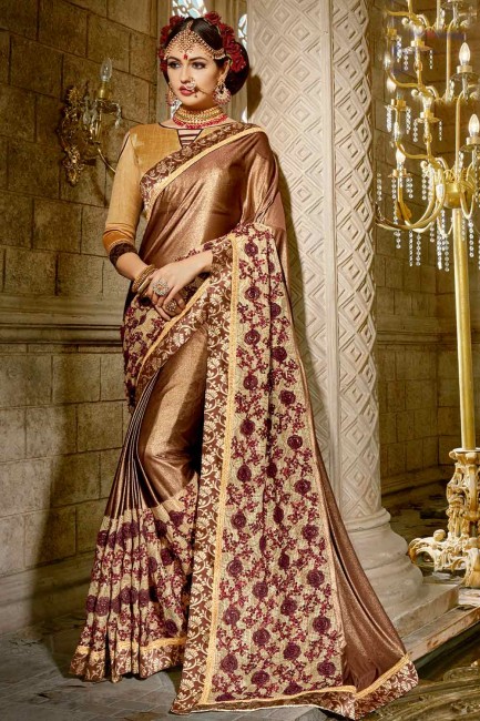 couleur cuivre or synthatic sari de soie