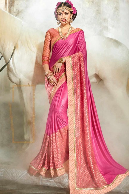 couleur rose rose synthatic saris en soie