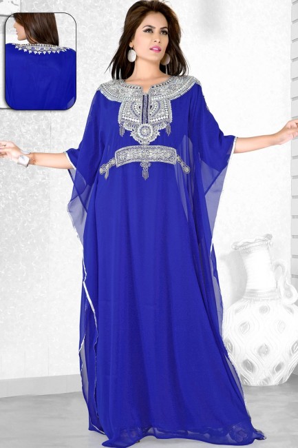 Caftan Abaya Georgette Bleu Royal