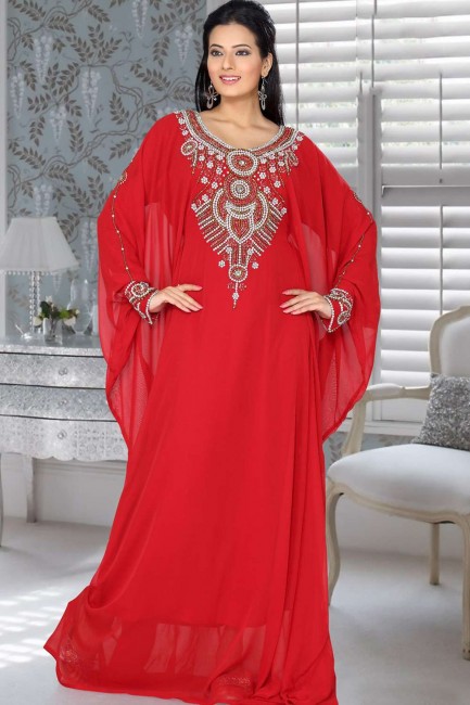 Caftan Abaya Georgette Rouge