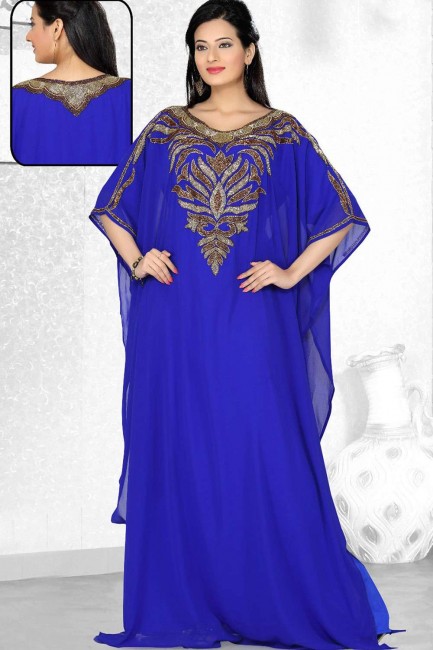 Caftan Abaya Georgette Bleu Royal