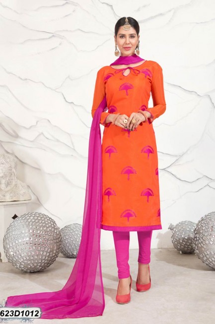 costume orange Chanderi churidar