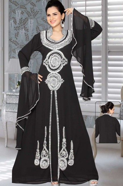 georgette noir abaya caftan