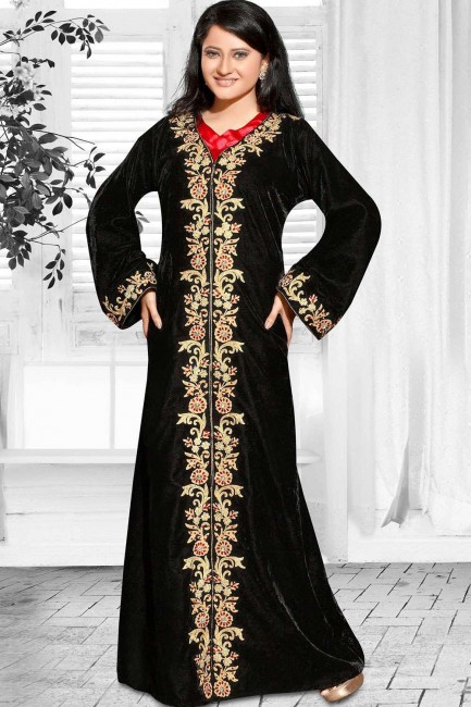rouge, noir georgette abaya caftan