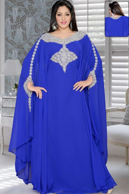 royal georgette bleu abaya caftan