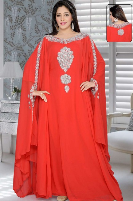 georgette rouge abaya caftan